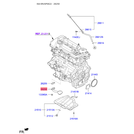 Маслозаборник мотора 26250-2B000 Mobis - 262502B000 - схема с каталога 26250, KRUSPSK22 262502B000
