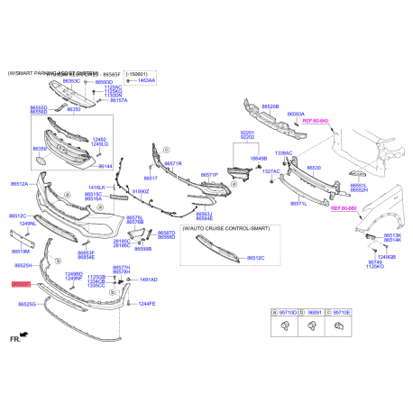Накладка бампера нижня (губа) 86565-2WAB0 Mobis - 865652WAB0 - схема з каталогу 86565F, KEURPDM15 865652WAB0