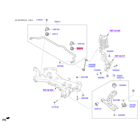 Втулка стабілізатора 54813-C1000 Mobis - 54813C1000 - схема з каталогу 54813, KEURPD418 54813C1000