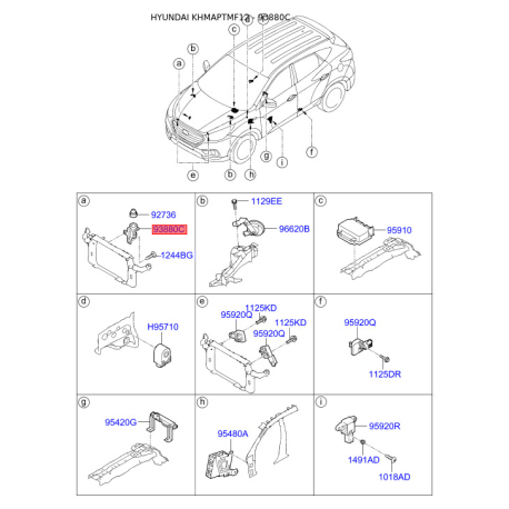 Выключатель света заднего хода 93880-2S000 Mobis - 938802S000 - схема с каталога 93880C, KHMAPTMF12 938802S000