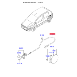Трос, кришка бака 81590-1C000 Mobis
