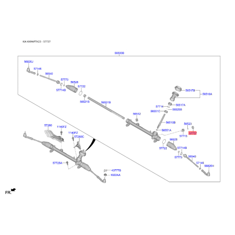 Пробка упору регулювання рульового механізму 57737-D4000 Mobis - 57737D4000 - схема з каталогу 57737, KKMAPTH23 57737D4000