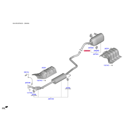 Клемма, система выпуска 28640-17000 Mobis - 2864017000 - схема с каталога 28640A, KRUSPG620 2864017000
