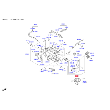Дроссельная заслонка 35100-2G200 Mobis - 351002G200 - схема с каталога 35100, KKMAPTD08 351002G200