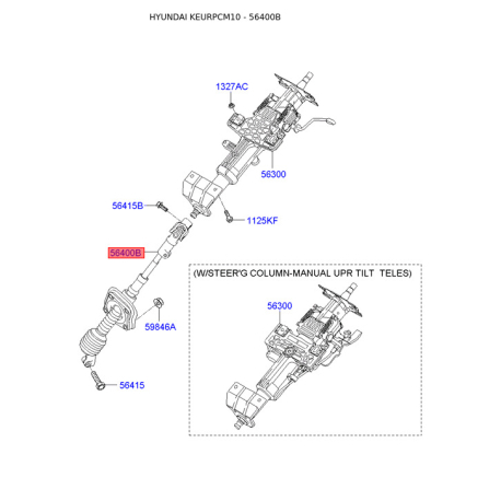 Вал промежуточный карданный рулевой колонки 56400-2B600 Mobis - 564002B600 - схема с каталога 56400B, KEURPCM10 564002B600