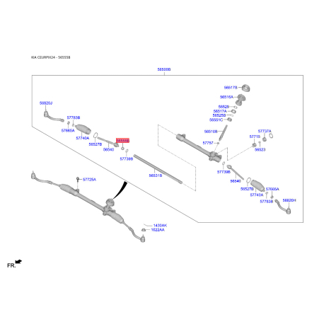 Втулка рейки рулевого механизма 56555-1Y600 Mobis - 565551Y600 - схема с каталога 56555B, CEURPIX24 565551Y600