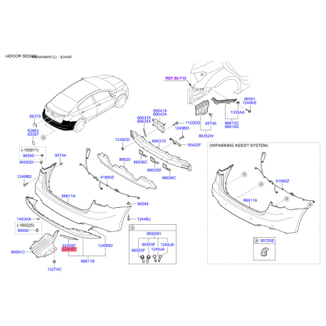Ліхтар задній правий 92406-A7000 Mobis - 92406A7000 - схема з каталогу 92406F, KKMAPA712 92406A7000