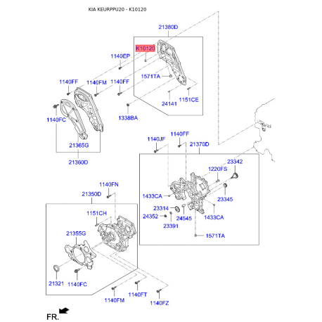 Кольцо уплотнительное передней крышки мотора 21426-4A700 Mobis - 214264A700 - схема с каталога K10120, KEURPPU20 214264A700