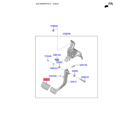 Накладка на педаль, педаль зчеплення 32825-1H400 Mobis - 328251H400 - схема з каталогу 32825, KKMAPTH23 328251H400