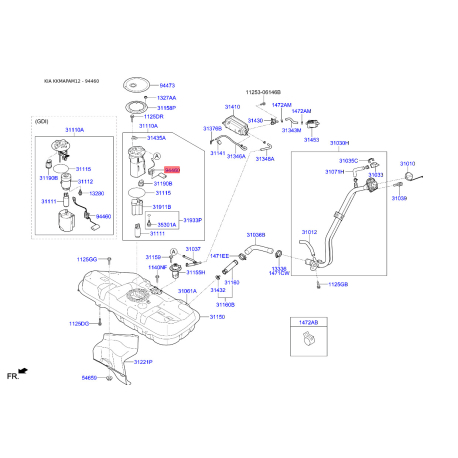 Датчик, запас палива 94460-2K000 Mobis - 944602K000 - схема з каталогу 94460, KKMAPAM12 944602K000