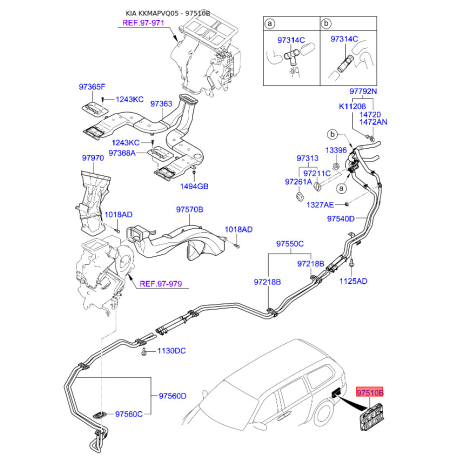 Решітка (клапан) багажника 97510-1C000 Mobis - 975101C000 - схема з каталогу 97510B, KKMAPVQ05 975101C000