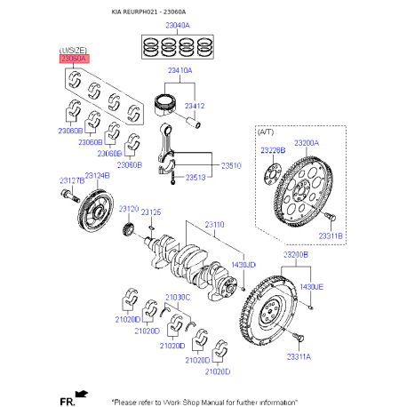 Комплект вкладышей 23060-2B920 Mobis - 230602B920 - схема с каталога 23060A, REURPH021 230602B920