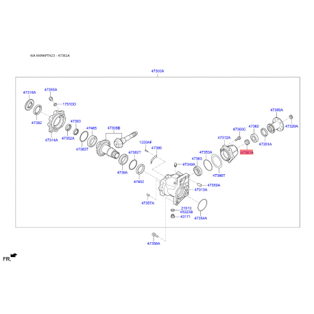 Підшипник роздавальної коробки 47361-39000 Mobis - 4736139000 - схема з каталогу 47361A, KKMAPTH23 4736139000