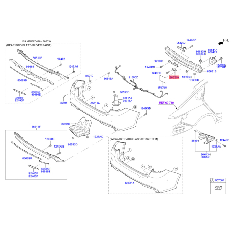 Кронштейн, буфер нижний 86635-D4000 Mobis - 86635D4000 - схема с каталога 86635X, KRUSPD416 86635D4000