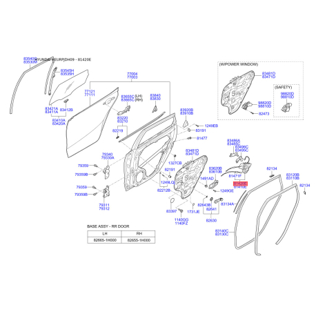 Замок дверей правий 81420-2L000 Mobis - 814202L000 - схема з каталогу 81420E, HEURPJDH09 814202L000
