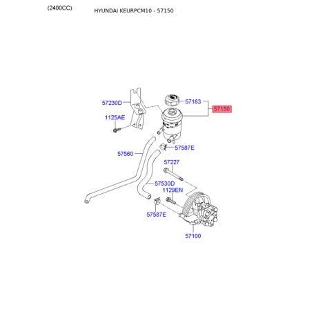 Бачок гидроусилителя руля (ГУР) 57150-2B301 Mobis - 571502B301 - схема с каталога 57150, KEURPCM10 571502B301