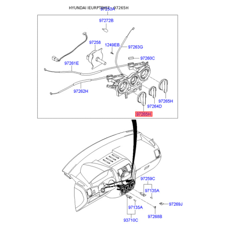 Блок керування, кондиціонер 97265-1C500 Mobis - 972651C500 - схема з каталогу 97265H, IEURPTBI07 972651C500