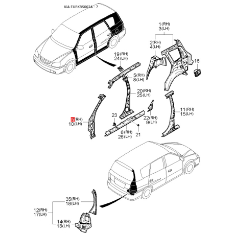 Колектор впускний 0K2FA-1535XA Mobis - 0K2FA1535XA - схема з каталогу 7, EURKRS002A 0K2FA1535XA