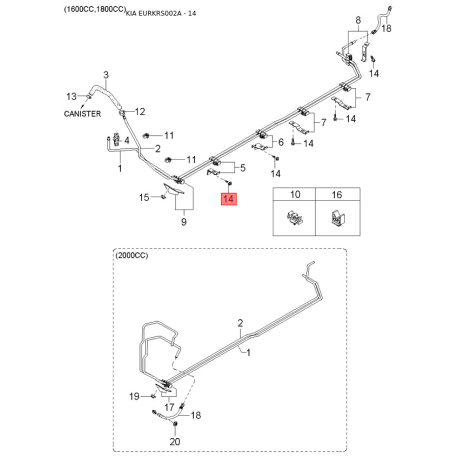 Бризговик задній лівий 0K2FA-51891 Mobis - 0K2FA51891 - схема з каталогу 14, EURKRS002A 0K2FA51891
