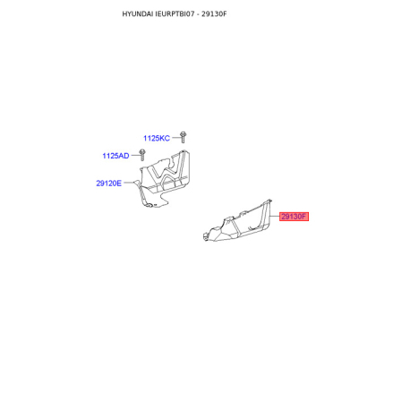 Защита двигателя / поддона двигателя левая 29130-1C000 Mobis - 291301C000 - схема с каталога 29130F, IEURPTBI07 291301C000