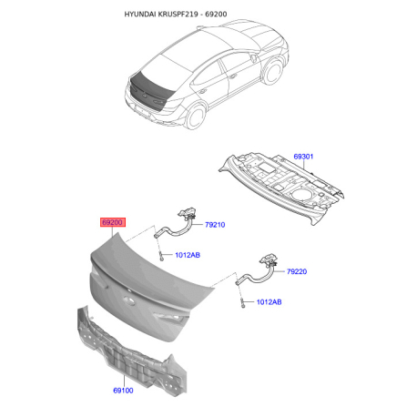 Задняя дверь 69200-F2530 Mobis - 69200F2530 - схема с каталога 69200, KRUSPF219 69200F2530