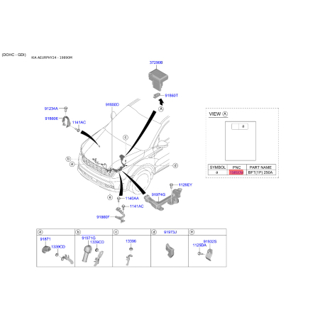 Предохранители 18980-08500 Mobis - 1898008500 - схема с каталога 19890M, AEURPHY24 1898008500