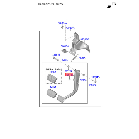 Втулка педали 32876-36000 Mobis - 3287636000 - схема с каталога 32876A, CRUSPEU20 3287636000