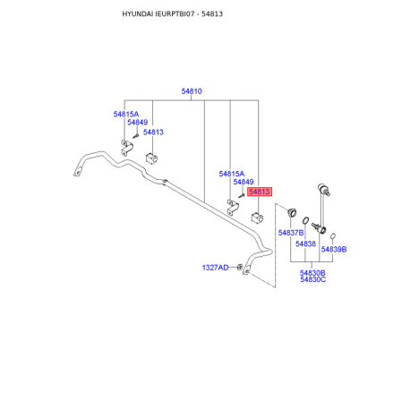 Втулка стабілізатора 54813-1C010 Mobis - 548131C010 - схема з каталогу 54813, IEURPTBI07 548131C010