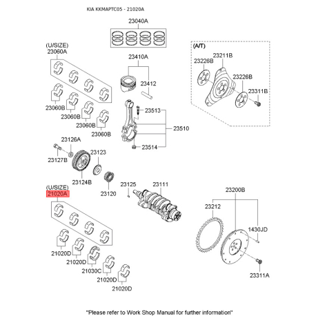 Вкладиші корінні 21020-26985 Mobis - 2102026985 - схема з каталогу 21020A, KKMAPTC05 2102026985
