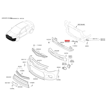 Кронштейн, буфер левый верхний 86517-A7000 Mobis - 86517A7000 - схема с каталога 86551B, KKMAPA716 86517A7000
