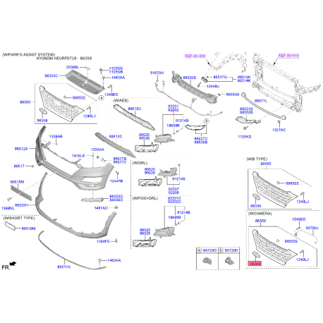 Емблема радіатора 86300-D7000 Mobis - 86300D7000 - схема з каталогу 86359, HEURPD718 86300D7000