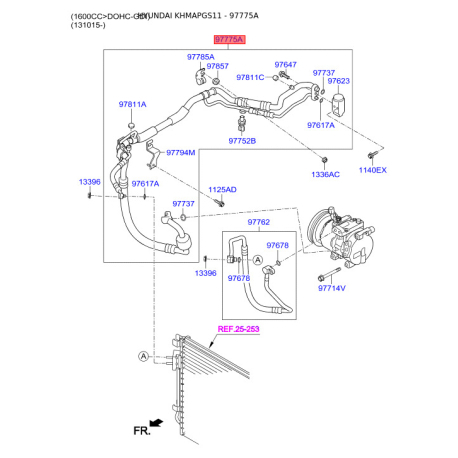 Трубопровод высокого / низкого давления, кондиционер 97775-1R000 Mobis - 977751R000 - схема с каталога 97775A, KHMAPGS11 977751R000