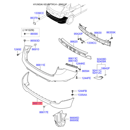 Бампер нижній 86690-2S010 Mobis - 866902S010 - схема з каталогу 86611F, KEURPTM14 866902S010