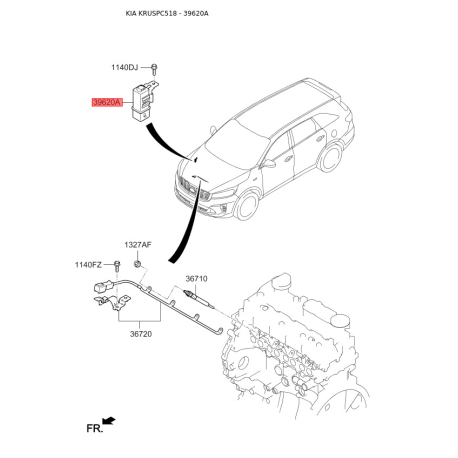 Реле, противоблокировочное устройство 36830-2F740 Mobis - 368302F740 - схема с каталога 39620A, KRUSPC518 368302F740