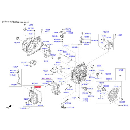 Болт заливної кришки АКПП 45283-26100 Mobis - 4528326100 - схема з каталогу 45283F, SRUSPF119 4528326100