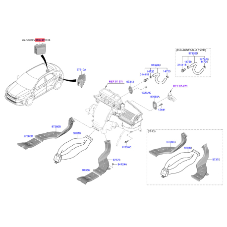 Решетка (клапан) багажника правая 97535-G2000 Mobis - 97535G2000 - схема с каталога 97520B, SEURPM320 97535G2000