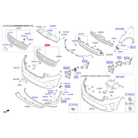 Решітка радіатора 86350-C5601 Mobis - 86350C5601 - схема з каталогу 86350, KRUSPC518 86350C5601