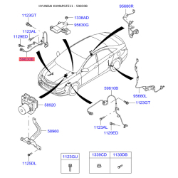 Датчик частоти обертання колеса (ABS) 59830-3Q000 Mobis
