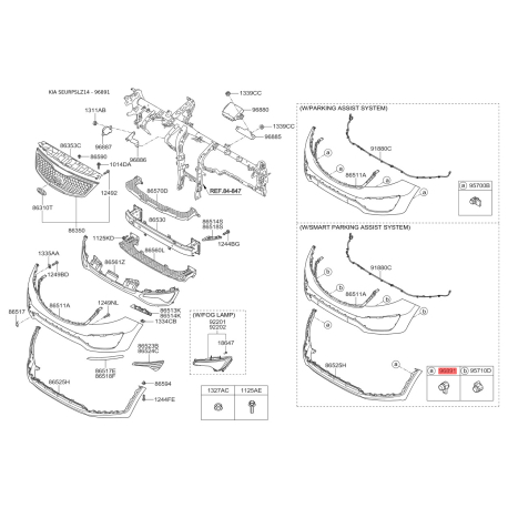 Датчик, система помощи при парковке 96891-2S000 Mobis - 968912S000 - схема с каталога 96891, SEURPSLZ14 968912S000