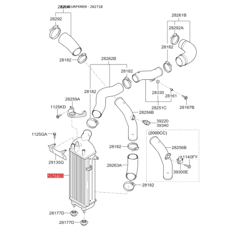 Інтеркулер 28271-2F000 Mobis - 282712F000 - схема з каталогу 28271B, KEURPXM09 282712F000