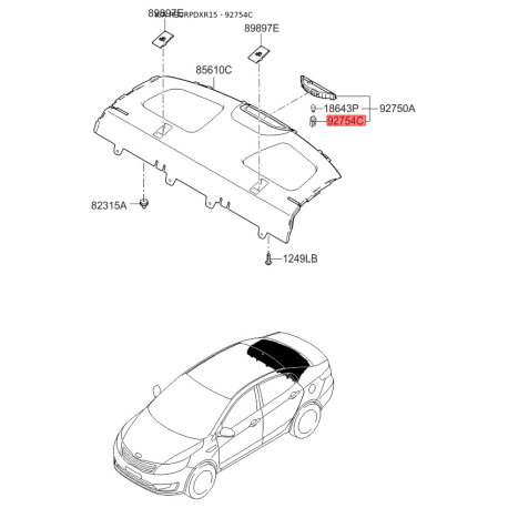 Патрон лампи, протитуманна фара 92730-1R000 Mobis - 927301R000 - схема з каталогу 92754C, REURPDXR15 927301R000
