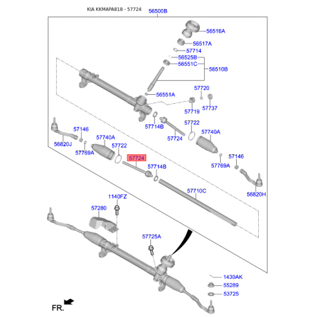 Тяга рульова 57724-D4000 Mobis - 57724D4000 - схема з каталогу 57724, KKMAPA818 57724D4000