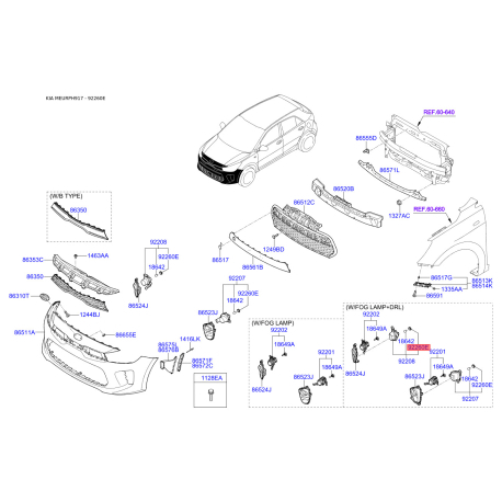 Патрон лампи, протитуманна фара 92215-4L600 Mobis - 922154L600 - схема з каталогу 92260E, MEURPH917 922154L600