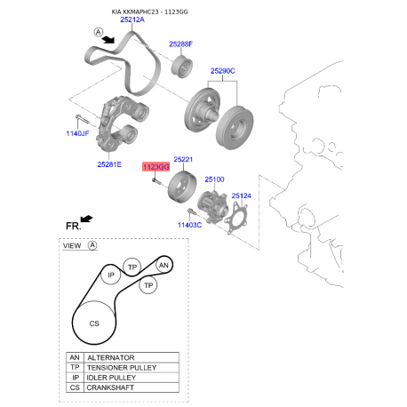 Болт помпи 11233-06146K Mobis - 1123306146K - схема з каталогу 1123GG, KKMAPHC23 1123306146K