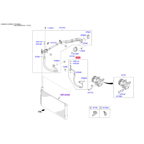Трубопровід високого/низкого тиску, кондиціонер 97762-D4000 Mobis - 97762D4000 - схема з каталогу 97762, KEURPD418 97762D4000