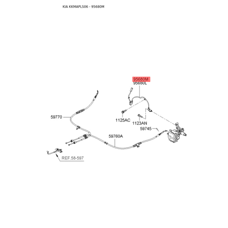 Датчик частоты вращения колеса (ABS) задний правый 95680-2F100 Mobis - 956802F100 - схема с каталога 95680M, KKMAPLS06 956802F100