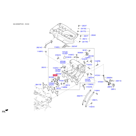 Поворотная заслонка, подвод воздуха 35150-26900 Mobis - 3515026900 - схема с каталога 35150, KKMAPTC05 3515026900