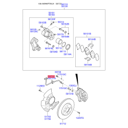 Шланг гальмівний передній правий 58732-2T600 Mobis