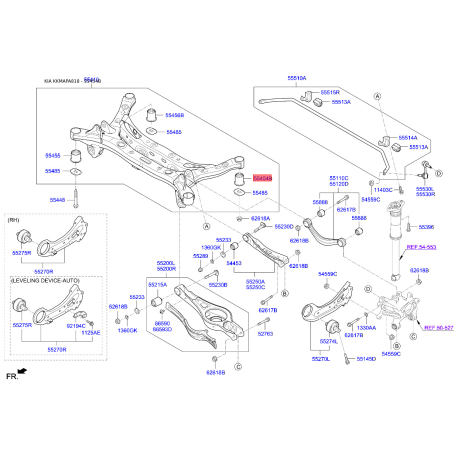 Сайлентблок балки 55460-C1100 Mobis - 55460C1100 - схема с каталога 55454B, KKMAPA818 55460C1100