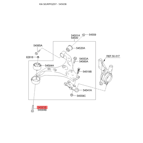 Болт крепления, рычаг и опора 54561-2F000 Mobis - 545612F000 - схема с каталога 54563B, SEURPFQZ07 545612F000